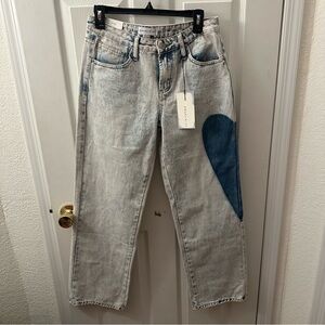 Angel Kiss Women's Jeans with Blue Heart Patch